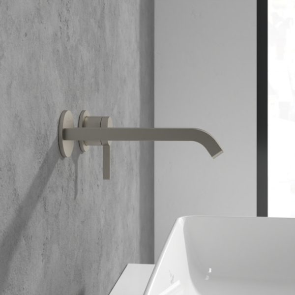 Villeroy and Boch Dawn Wall Mounted Single Lever Basin Mixer   Brushed Nickel Matt - Image 4