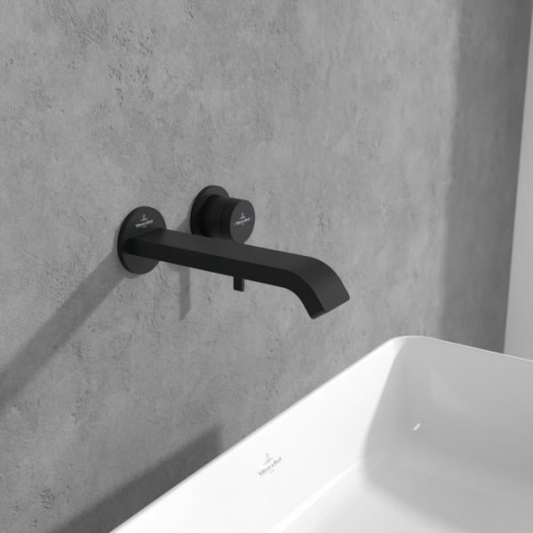 Villeroy and Boch Dawn Wall Mounted Single Lever Basin Mixer   Matt Black - Image 3