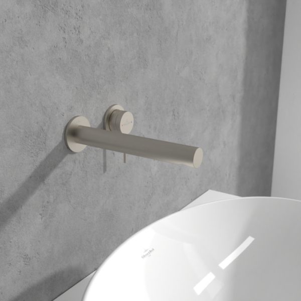 Villeroy and Boch Loop & Friends Wall Mounted Single Lever Basin Mixer   Brushed Nickel Matt - Image 3