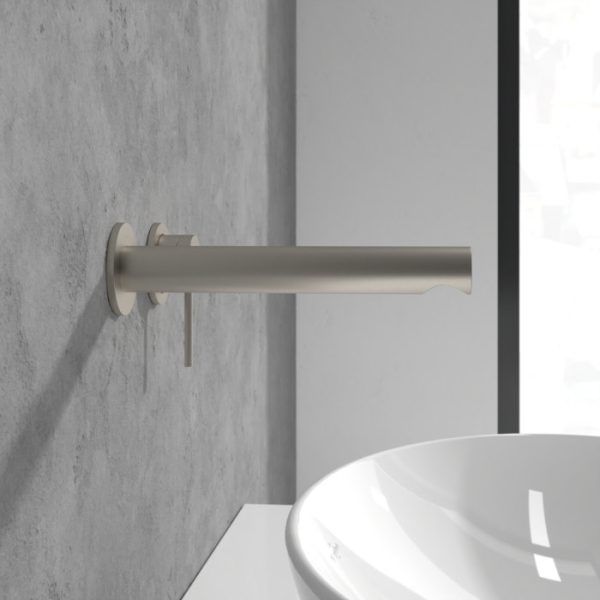 Villeroy and Boch Loop & Friends Wall Mounted Single Lever Basin Mixer   Brushed Nickel Matt - Image 4