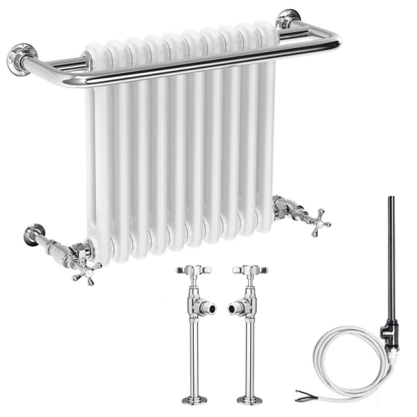 Bromley Traditional Wall Hung Towel Rail Radiator (with Valves and Summer Electric Heating Kit)