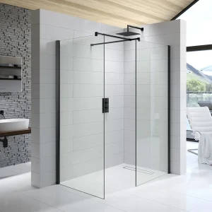 Kudos Ultimate 10mm Matt Black Corner Walk In Enclosure