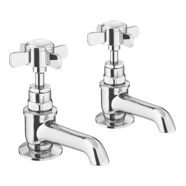 Nuie Traditional Beaumont Long Nose Basin Taps   Chrome