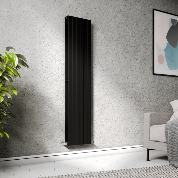 Urban Vertical Radiator   Matt Black   Double Panel (1600x354mm)