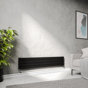 Urban Horizontal Radiator   Matt Black   Double Panel (1600mm Wide) 304mm High
