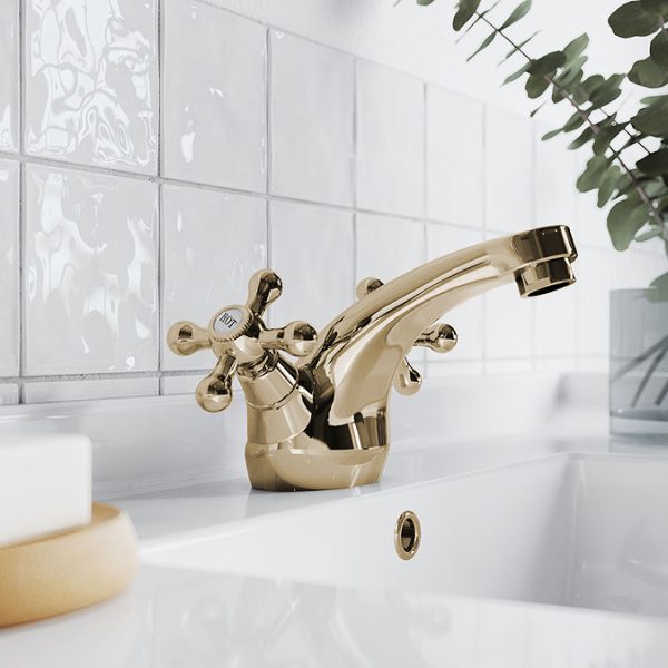 Victoria Gold Traditional Mono Basin Mixer Tap - Image 2