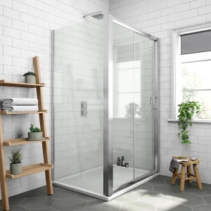 Newark 1200 x 700mm Sliding Door Shower Enclosure + Pearlstone Tray