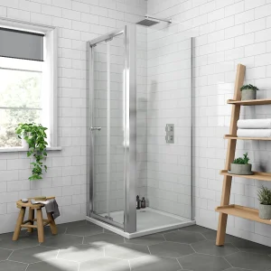 Newark 800 x 800mm Bi Folding Shower Enclosure + Pearlstone Tray