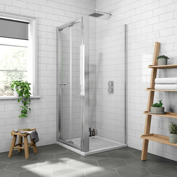 Newark 900 x 900mm Bi Folding Shower Enclosure + Pearlstone Tray