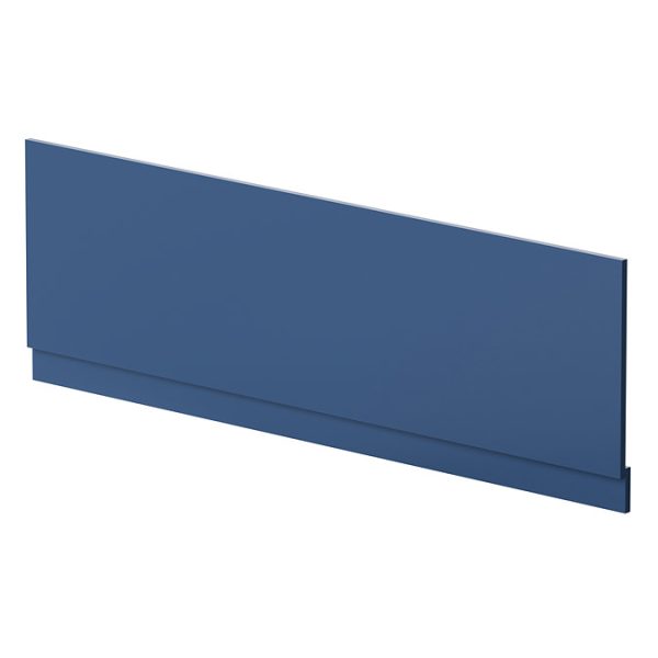 Venice Abstract Matt Black Grid Screen w. Single Ended Bath + Satin Blue Panel - Image 5