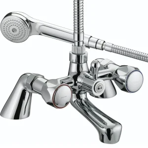 Bristan   Club Pillar Bath Shower Mixer   Chrome with Metal Heads