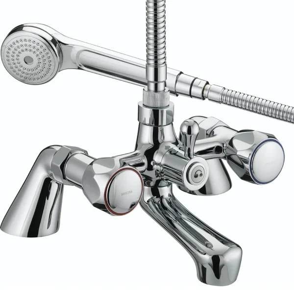 Bristan   Club Pillar Bath Shower Mixer   Chrome with Metal Heads