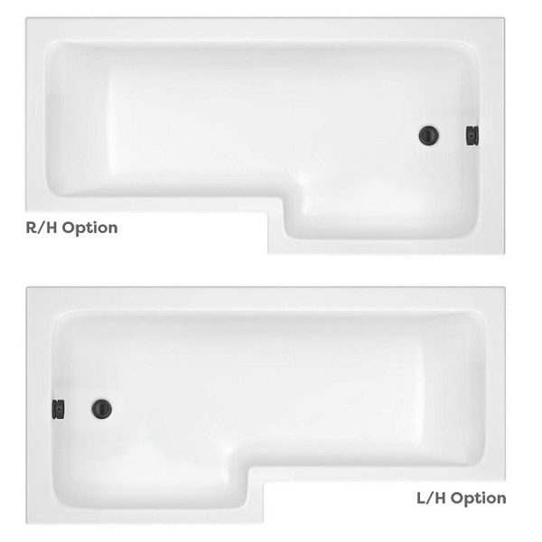 Venice Shower Bath   1700 L Shaped with Matt Black Abstract Grid Screen + Satin Grey Panel - Image 4