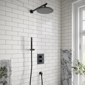 Villeroy and Boch Round Complete Shower Set   Matt Black