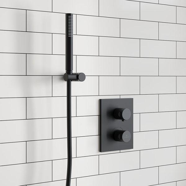 Villeroy and Boch Round Complete Shower Set   Matt Black - Image 2