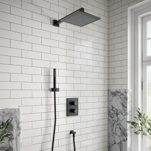 Villeroy and Boch Square Complete Shower Set   Matt Black