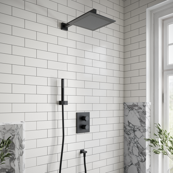 Villeroy and Boch Square Complete Shower Set   Matt Black