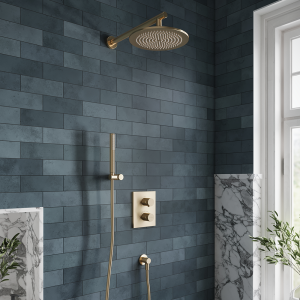 Villeroy and Boch Round Complete Shower Set   Brushed Gold