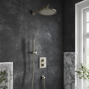 Villeroy and Boch Round Complete Shower Set   Brushed Nickel Matt