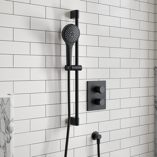 Villeroy and Boch Round Verve Complete Shower Set with Slider Rail Kit   Matt Black - Image 2