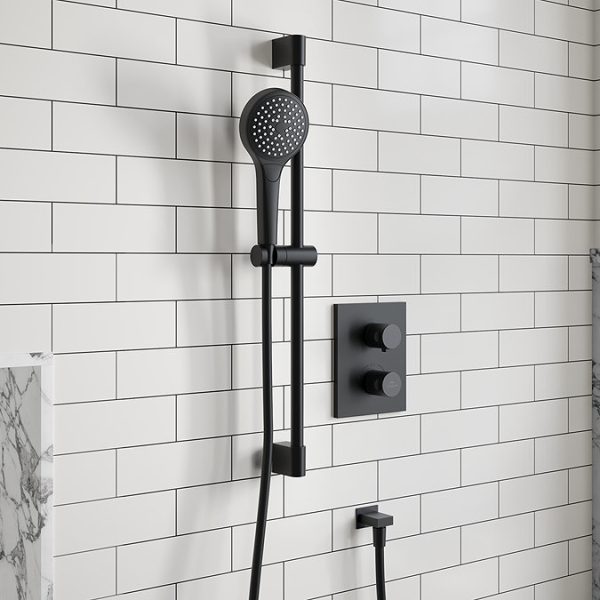 Villeroy and Boch Square Verve Complete Shower Set with Slider Rail Kit   Matt Black - Image 2
