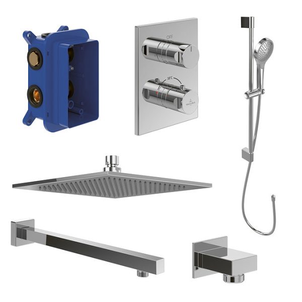 Villeroy and Boch Square Verve Complete Shower Set with Slider Rail Kit - Image 3