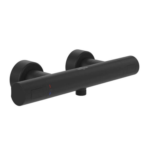 Villeroy & Boch Matt Black Round Exposed Thermostatic Shower Mixer Set - Image 2
