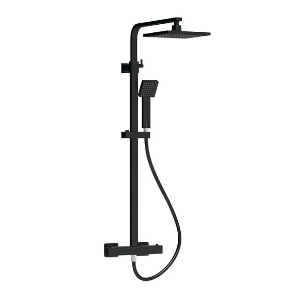 Venice Cubo Matt Black Modern Thermostatic Shower - Image 2