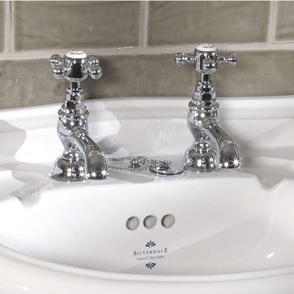Silverdale Victorian Cloakroom Basin Pillar Taps Chrome - Image 2