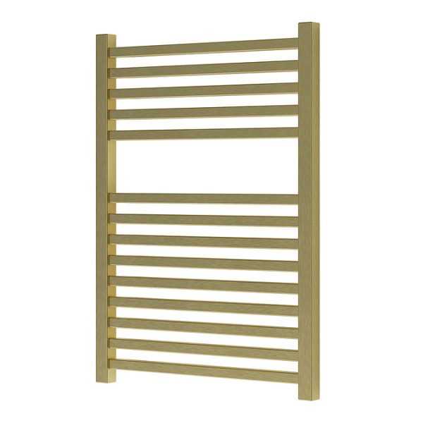 Venice Cubo Heated Towel Rail   Brushed Brass (690 x 500mm) - Image 2