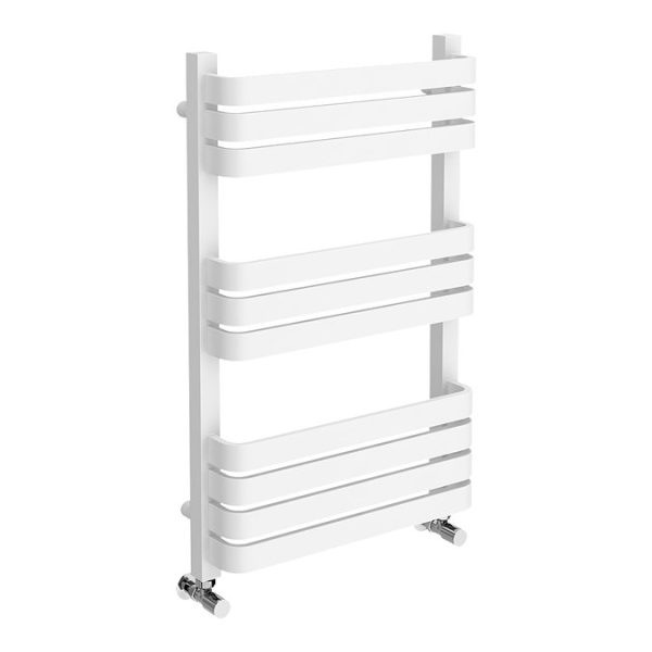 Venice White 800 x 500 Designer D Shaped Heated Towel Rail - Image 2