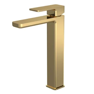 Venice Cubo Brushed Brass High Rise Mono Basin Mixer