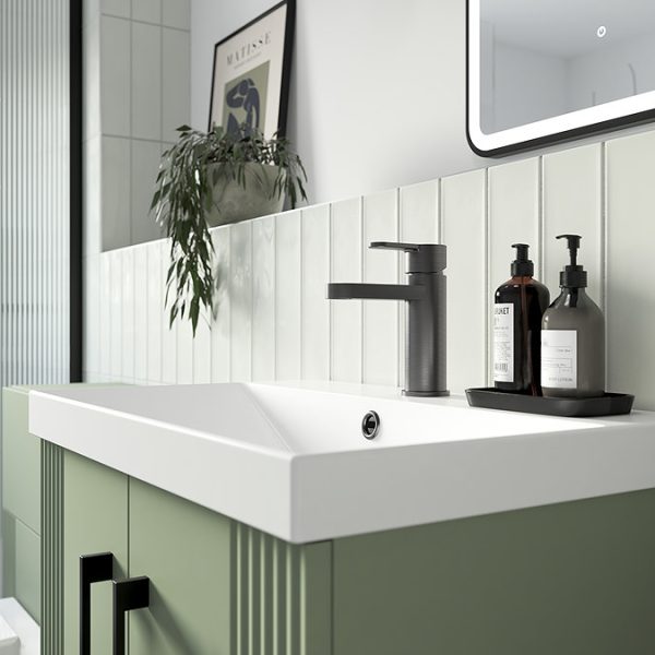 Venice Giro Gunmetal Grey Mono Basin Mixer with Push Button Waste - Image 2