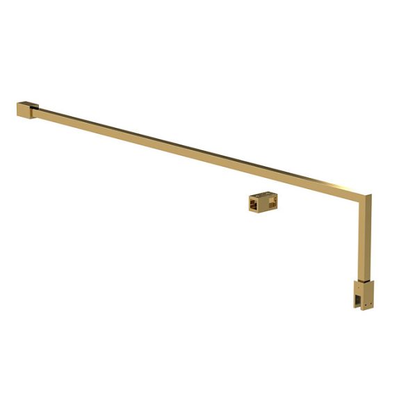 Venice Brushed Brass Outer Framed 8mm Wetroom Screen with Support Arm (1950mm High) - Image 4