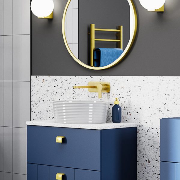 Venice Giro Brushed Brass Wall Mounted Basin Mixer - Image 2