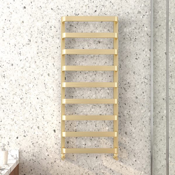 Venice Brushed Brass Designer Heated Towel Rail (500 x 1200mm) - Image 4