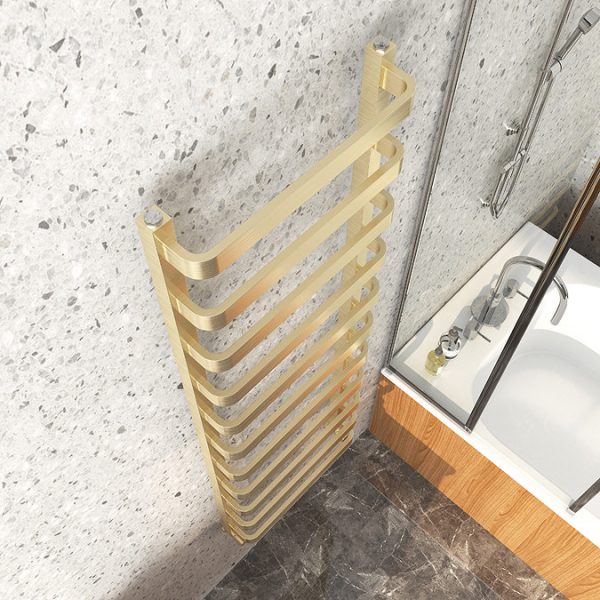Venice Brushed Brass Designer Heated Towel Rail (500 x 1500mm) - Image 2