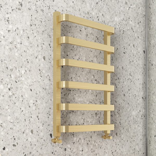 Venice Brushed Brass Designer Heated Towel Rail (500 x 800mm) - Image 3