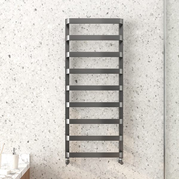 Venice Brushed Black Nickel Designer Heated Towel Rail (500 x 1200mm) - Image 4