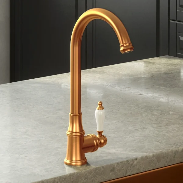 Venice Traditional Kitchen Mixer Tap with Swivel Spout   Brushed Copper