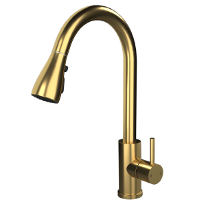 Venice Modern Kitchen Mixer Tap with Swivel Spout & Pull Out Spray   Brushed Brass