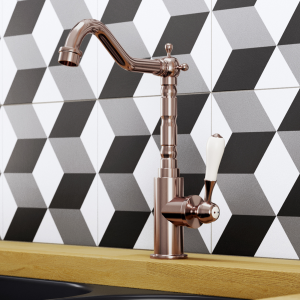 Venice Traditional Single Lever Kitchen Mixer Tap with Swivel Spout   Brushed Copper