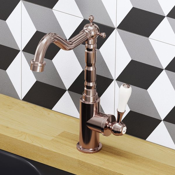 Venice Traditional Single Lever Kitchen Mixer Tap with Swivel Spout   Brushed Copper - Image 4