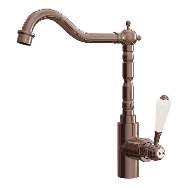 Venice Traditional Single Lever Kitchen Mixer Tap with Swivel Spout   Brushed Copper - Image 3