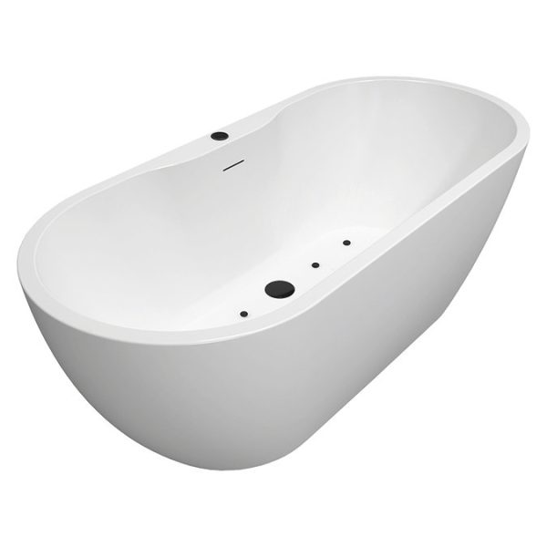 Verona Whirlpool Freestanding Bath with Matt Black 12 Jet Airspa System - Image 3