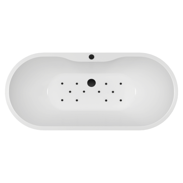 Verona Whirlpool Freestanding Bath with Matt Black 12 Jet Airspa System