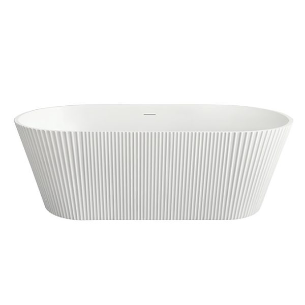 Venice Fluted 1700 x 790mm Double Ended Freestanding Bath Gloss White with Waste - Image 3