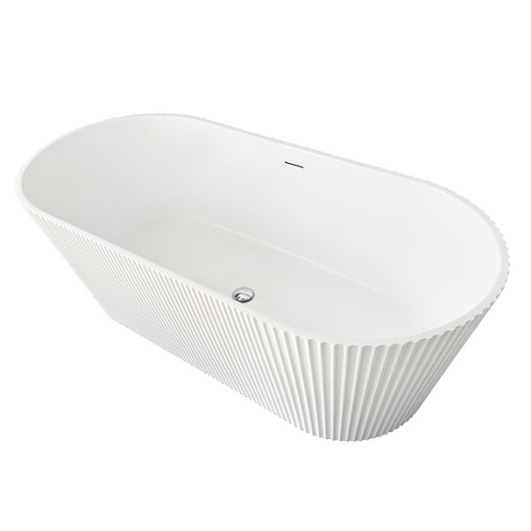 Venice Fluted 1700 x 790mm Double Ended Freestanding Bath Gloss White with Waste - Image 2