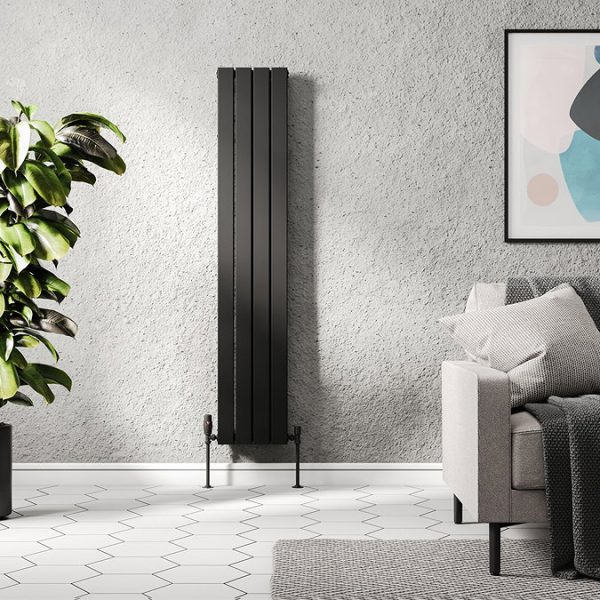 Urban Vertical Radiator   Matt Black   Single Panel (1600mm High) 304mm Wide - Image 2