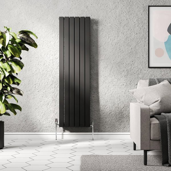 Urban Vertical Radiator   Matt Black   Single Panel (1600mm High) 456mm Wide - Image 2